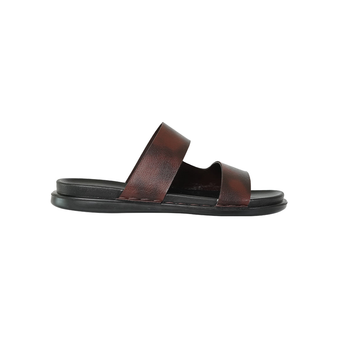 Jack & Jones Men’s Brown Dual Strap Slides – Black Sole