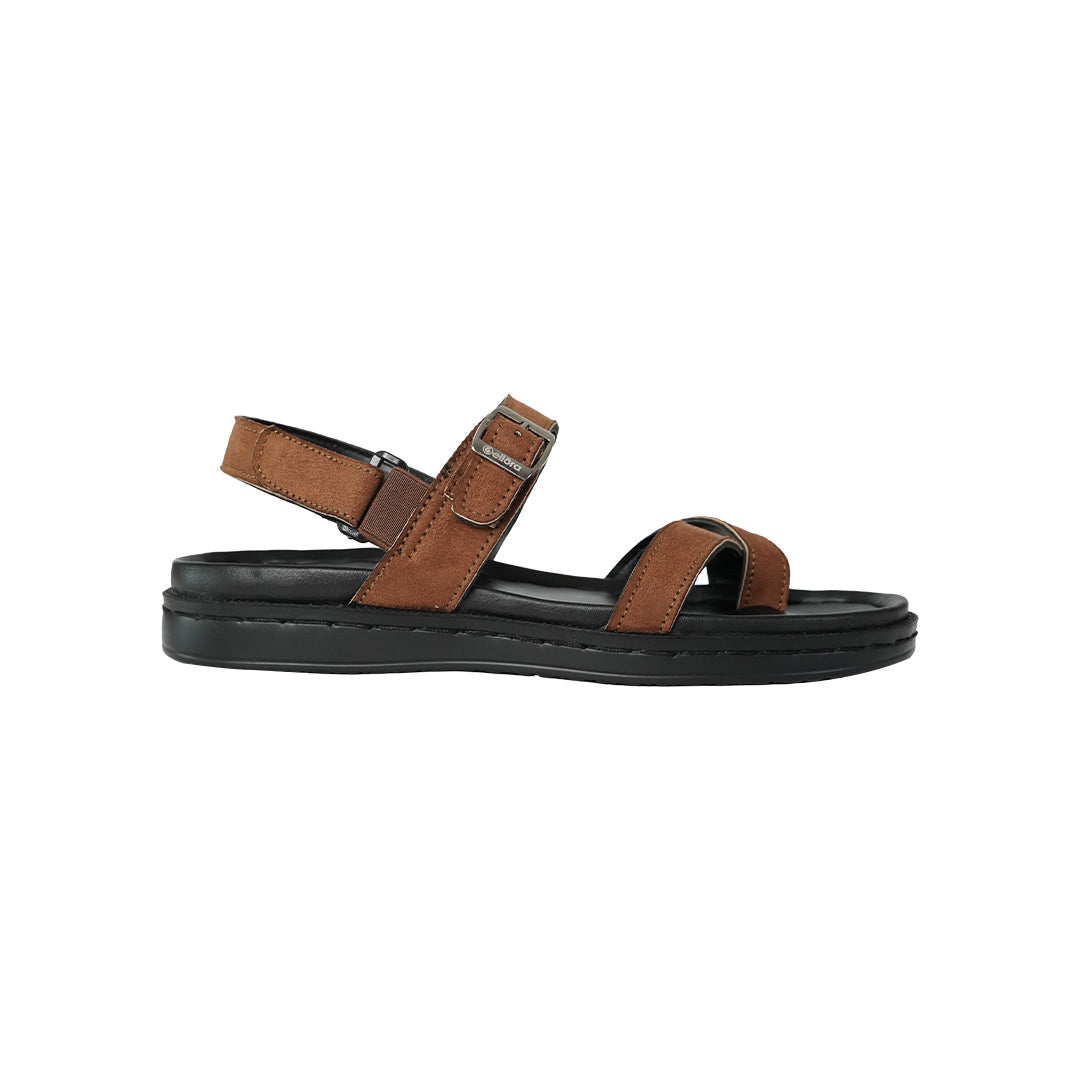 Men’s Brown Buckle Strap Sandals – Black Sole Ankle Fit