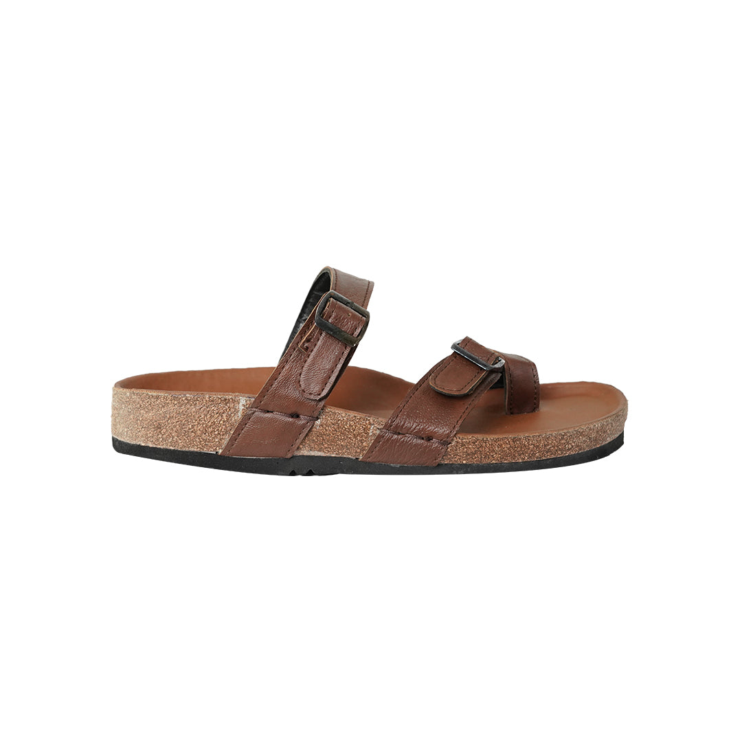 Men’s Brown Buckle Sandals – Cork Footbed