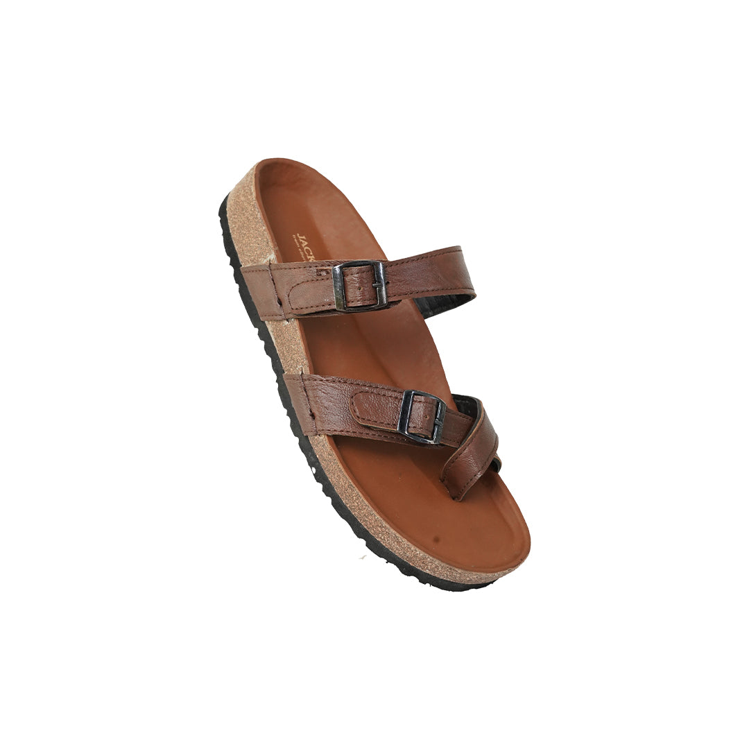 Men’s Brown Buckle Sandals – Cork Footbed