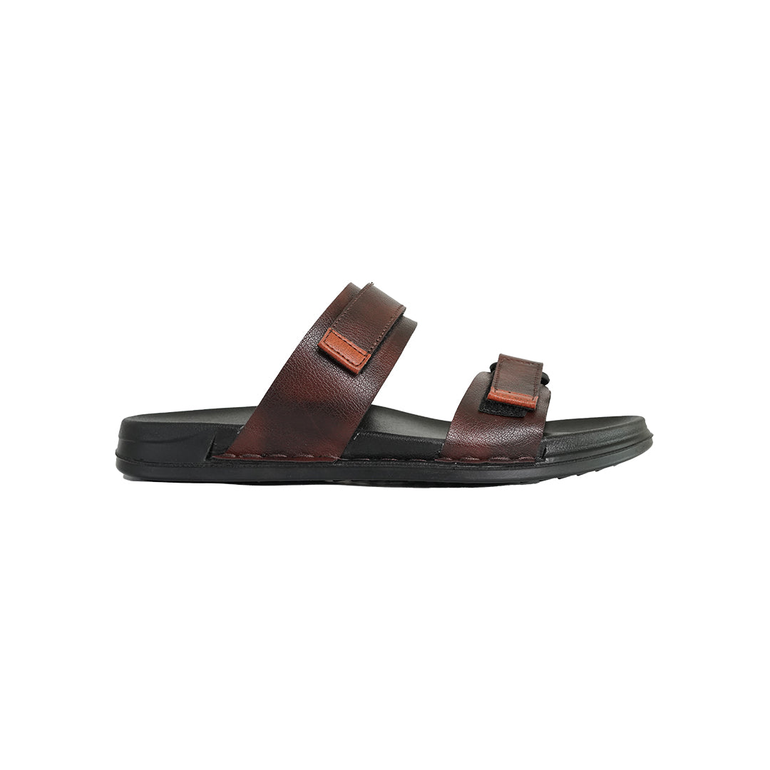 Men’s Brown Buckle Strap Sandals – Black Sole Comfort