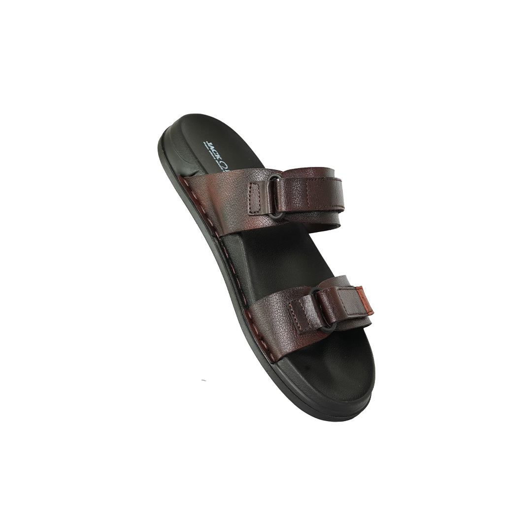 Men’s Brown Buckle Strap Sandals – Black Sole Comfort