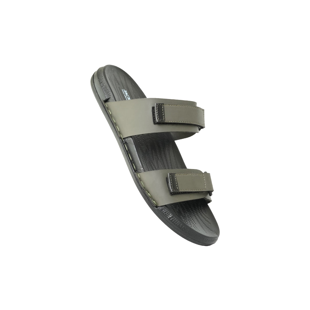 Men’s Grey Velcro Strap Sandals – Textured Sole Comfort Fit