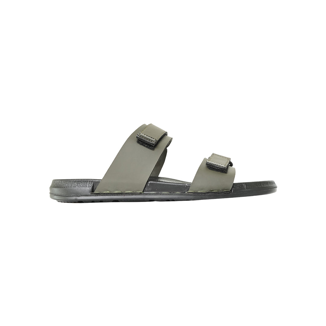 Men’s Grey Velcro Strap Sandals – Textured Sole Comfort Fit