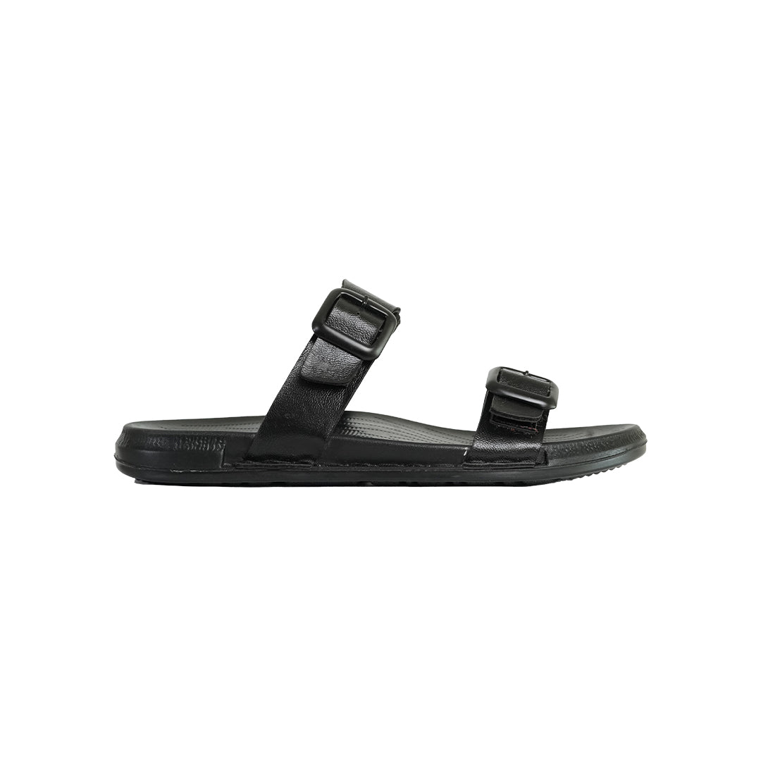 Men’s Black Dual Strap Buckle Sandals – Comfort Fit