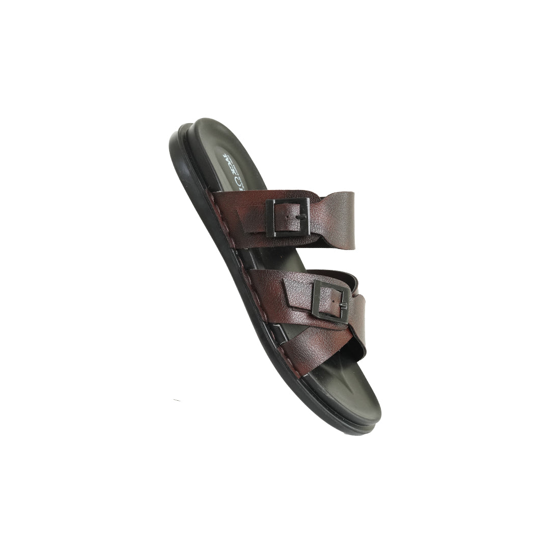 Men’s Brown Buckle Sandals – Dual Strap Comfort Fit