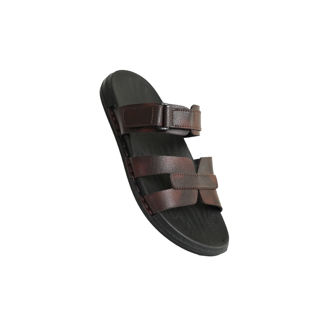 Opak Men’s Triple Strap Black Sandals – Textured Sole